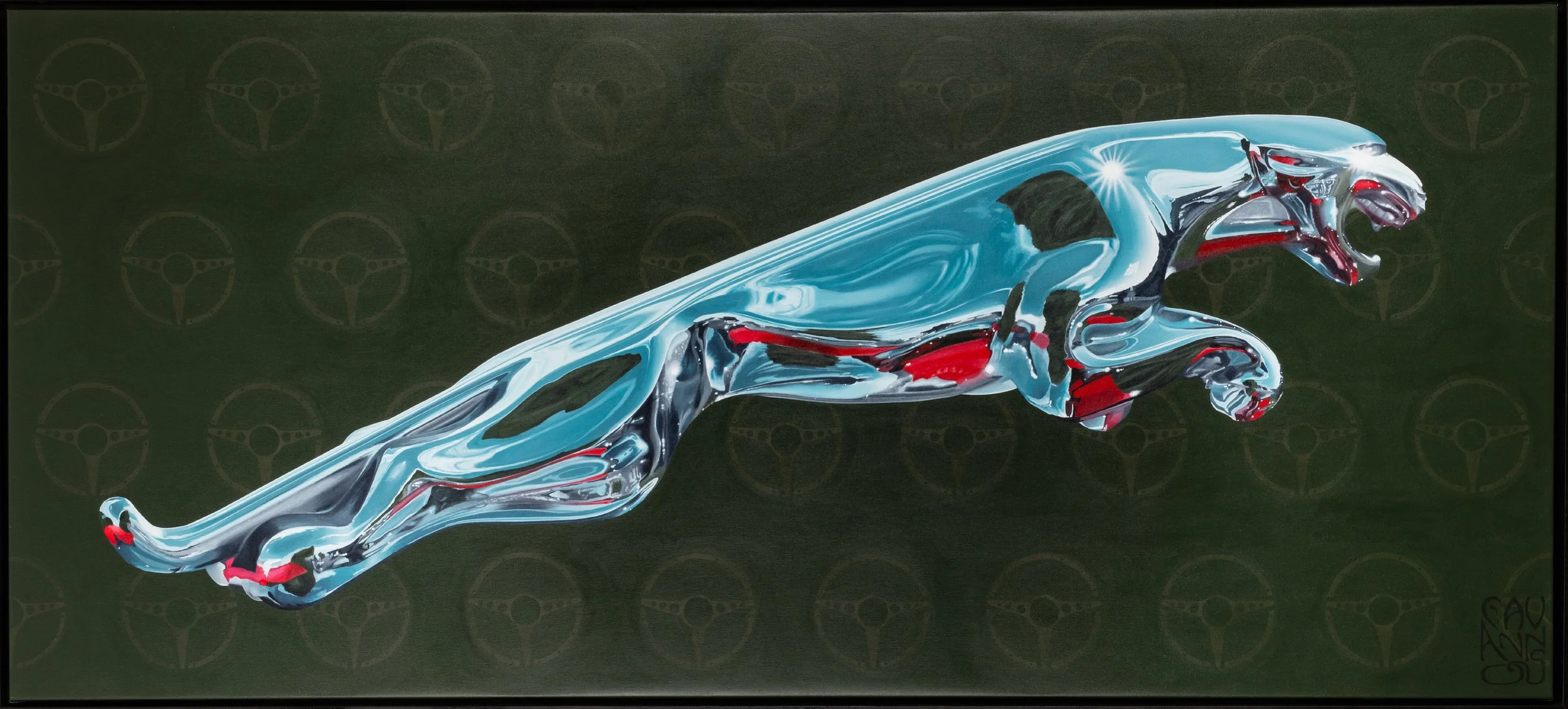 Jaguar Racing Green, acrylic on canvas, 80x180cm