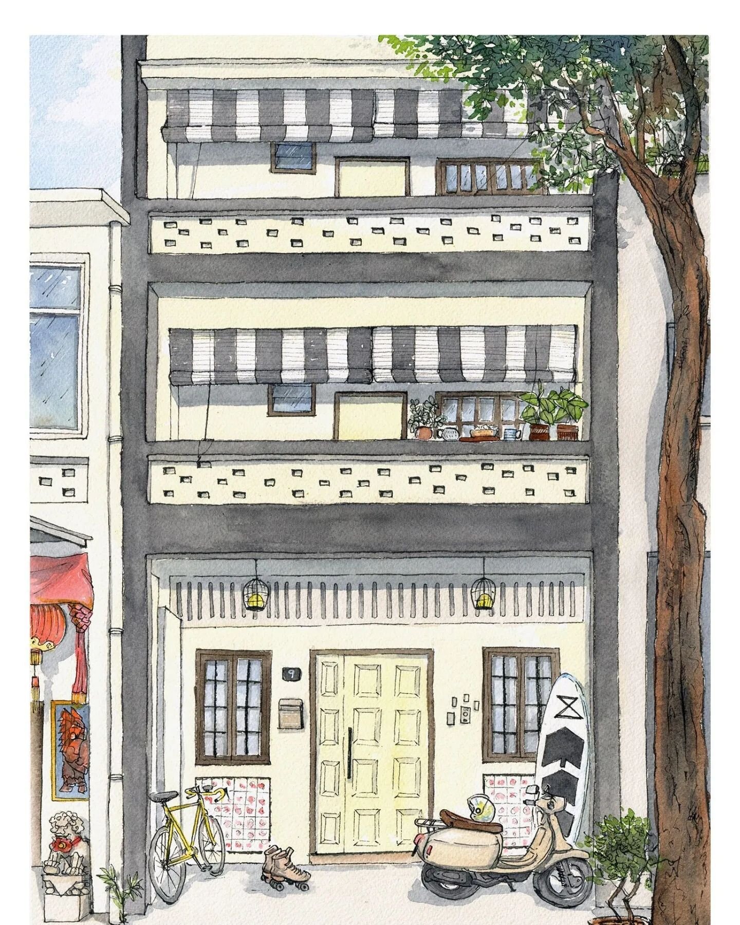 Just did a Rental Handover of a unit at a Conservation Shophouse.

To my sheer surprise, this Outgoing tenant shared this beautiful hand drawn painting of the unit.

This painting is simply gorgeous !!!