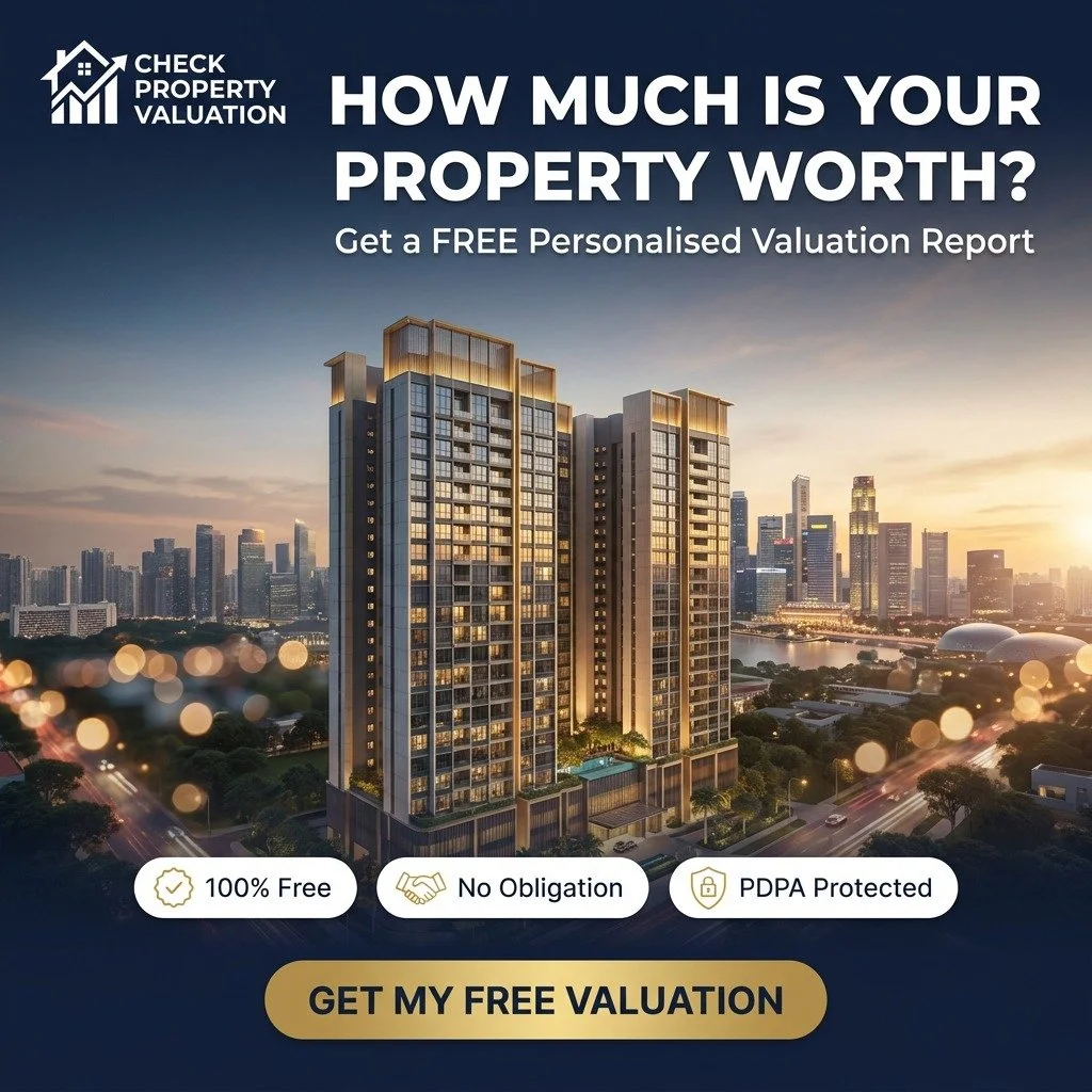 𝗖𝗵𝗲𝗰𝗸 𝗬𝗼𝘂𝗿 𝗣𝗿𝗼𝗽𝗲𝗿𝘁𝘆 𝗩𝗮𝗹𝘂𝗮𝘁𝗶𝗼𝗻

🏠 How much is YOUR property really worth in today's market? Most Singapore homeowners are surprised by the answer. 

Get a FREE personalised valuation report based on real URA transactions and