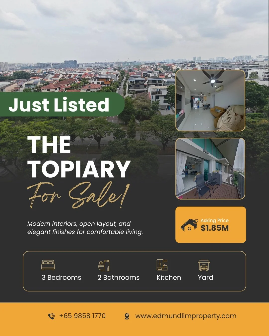 🏡 𝗡𝗘𝗪 𝗘𝗫𝗖𝗟𝗨𝗦𝗜𝗩𝗘 𝗟𝗜𝗦𝗧𝗜𝗡𝗚 𝗔𝗧 𝗧𝗛𝗘 𝗧𝗢𝗣𝗜𝗔𝗥𝗬! 🏡

Looking for a home with breathtaking, unblocked views and space for the whole family? This 3-Bedroom unit at The Topiary might just be the dream home you&rsquo;ve been waitin