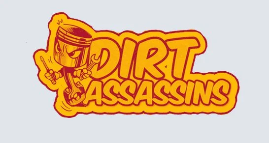 Logo of the game 'Dirt Assassins' featuring a cartoon character with a broom and the text 'Dirt Assassins' in bold, orange and yellow letters.