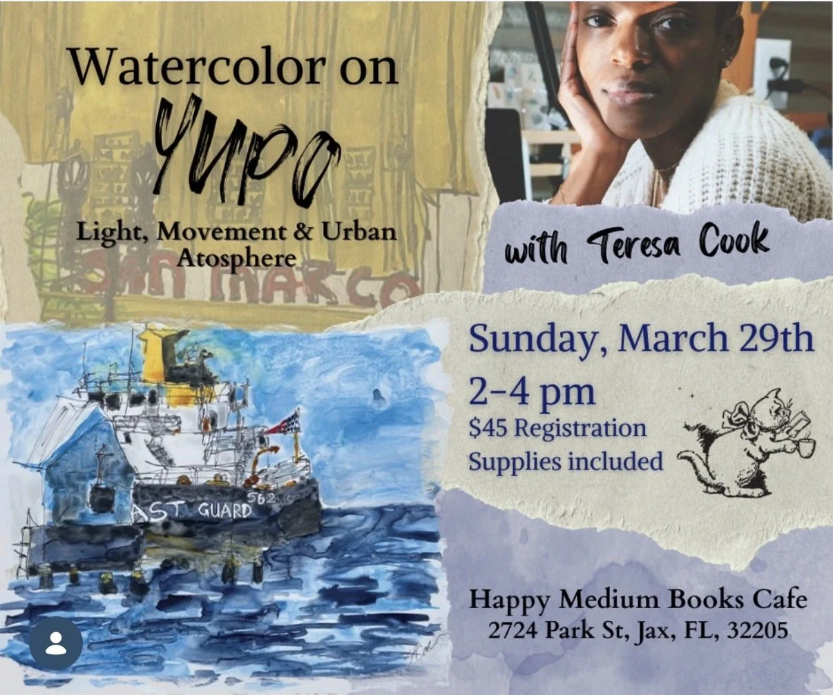 Watercolor on Yupo: Light, Movement &amp; Urban Atmosphere at Happy Medium Books Cafe