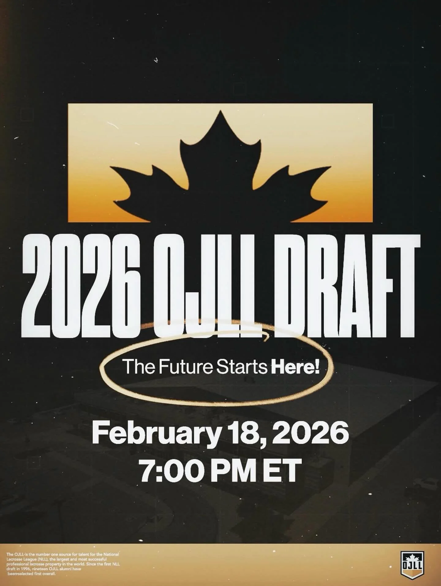 The OJLL Draft is set to take place on Wednesday, February 18, 2026, at @tracathletics in Oakville, Ontario.