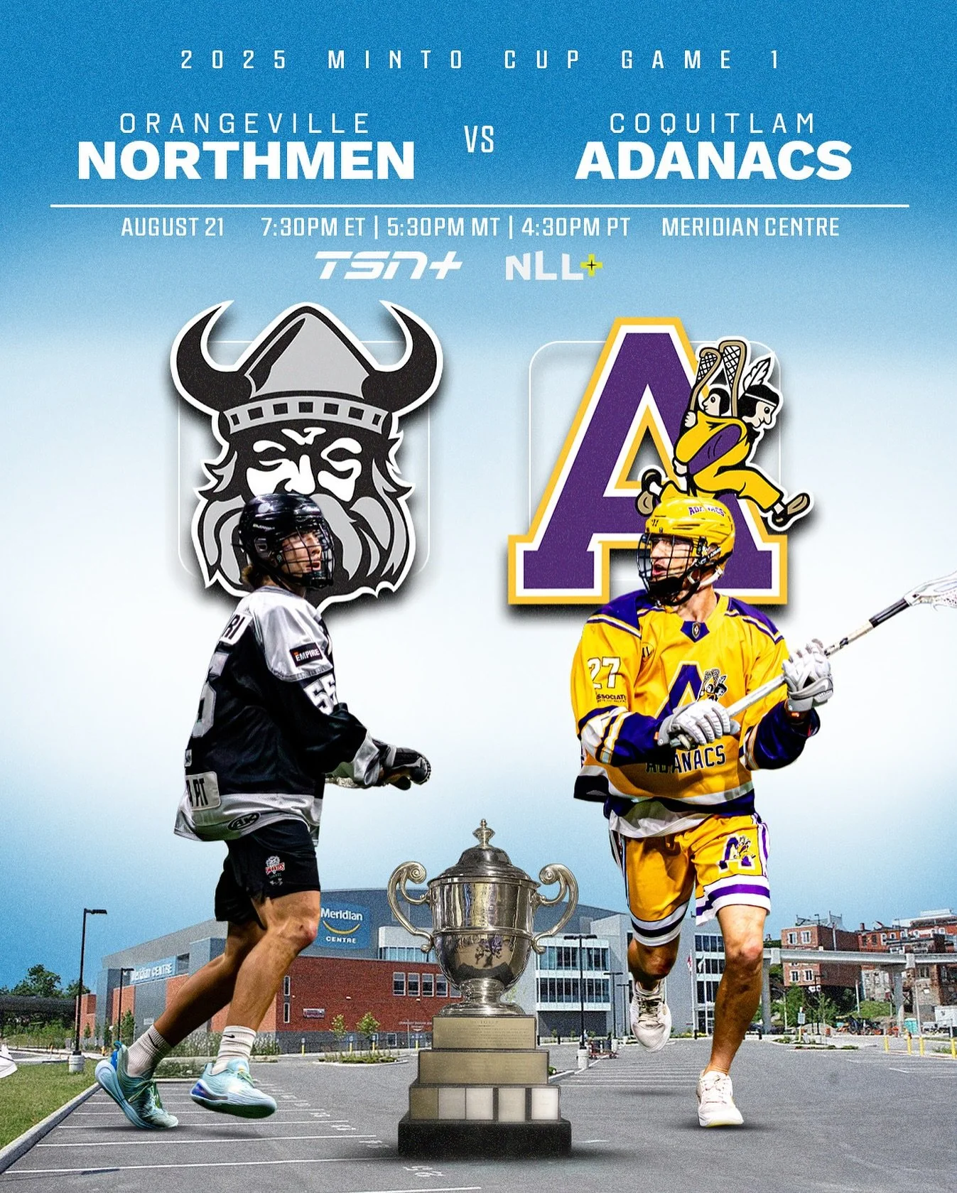 🏆 Game 1. Best of 3. Northmen vs. Adanacs &mdash; the Minto Cup Final begins TONIGHT. Get here.