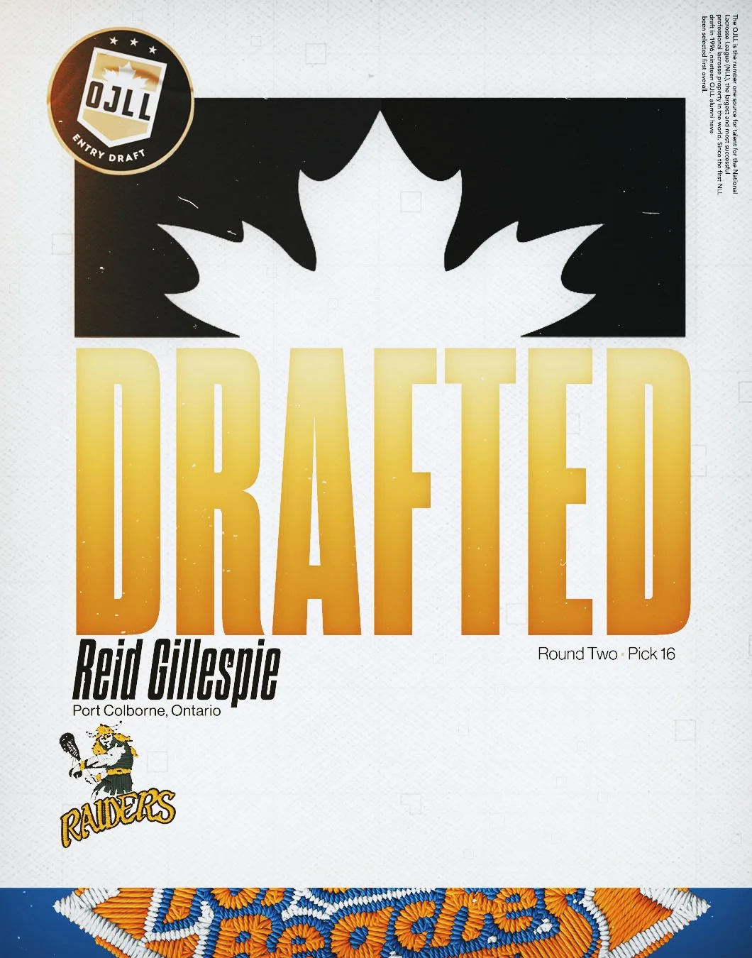 With the 16th Overall Pick in the 2026 OJLL Draft, the @beachesjra select Reid Gillespie from @pelhamraiders