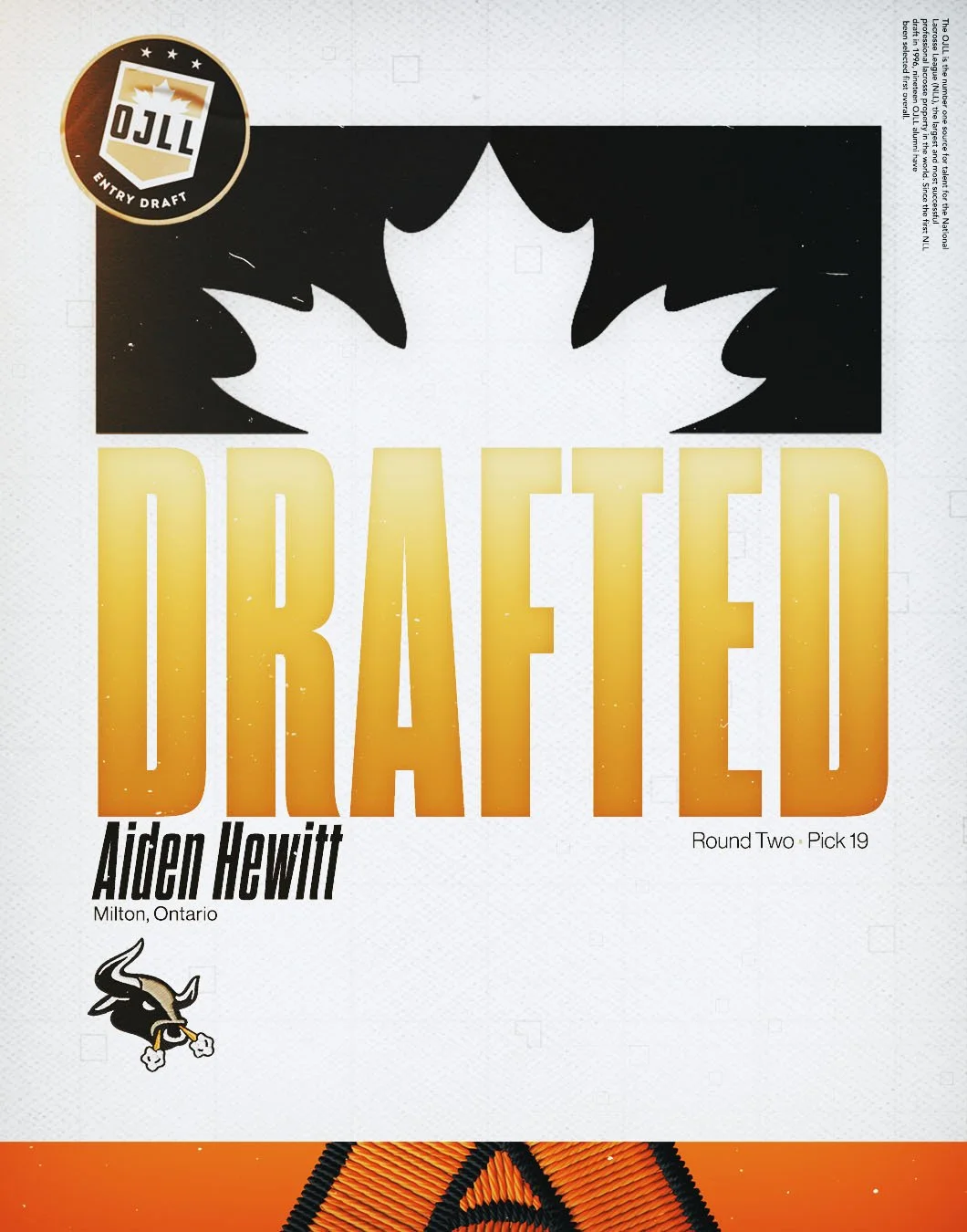 With the 19th Overall Pick in the 2026 OJLL Draft, the @sixnationsjr.a select Aiden Hewitt from @miltonmavericks