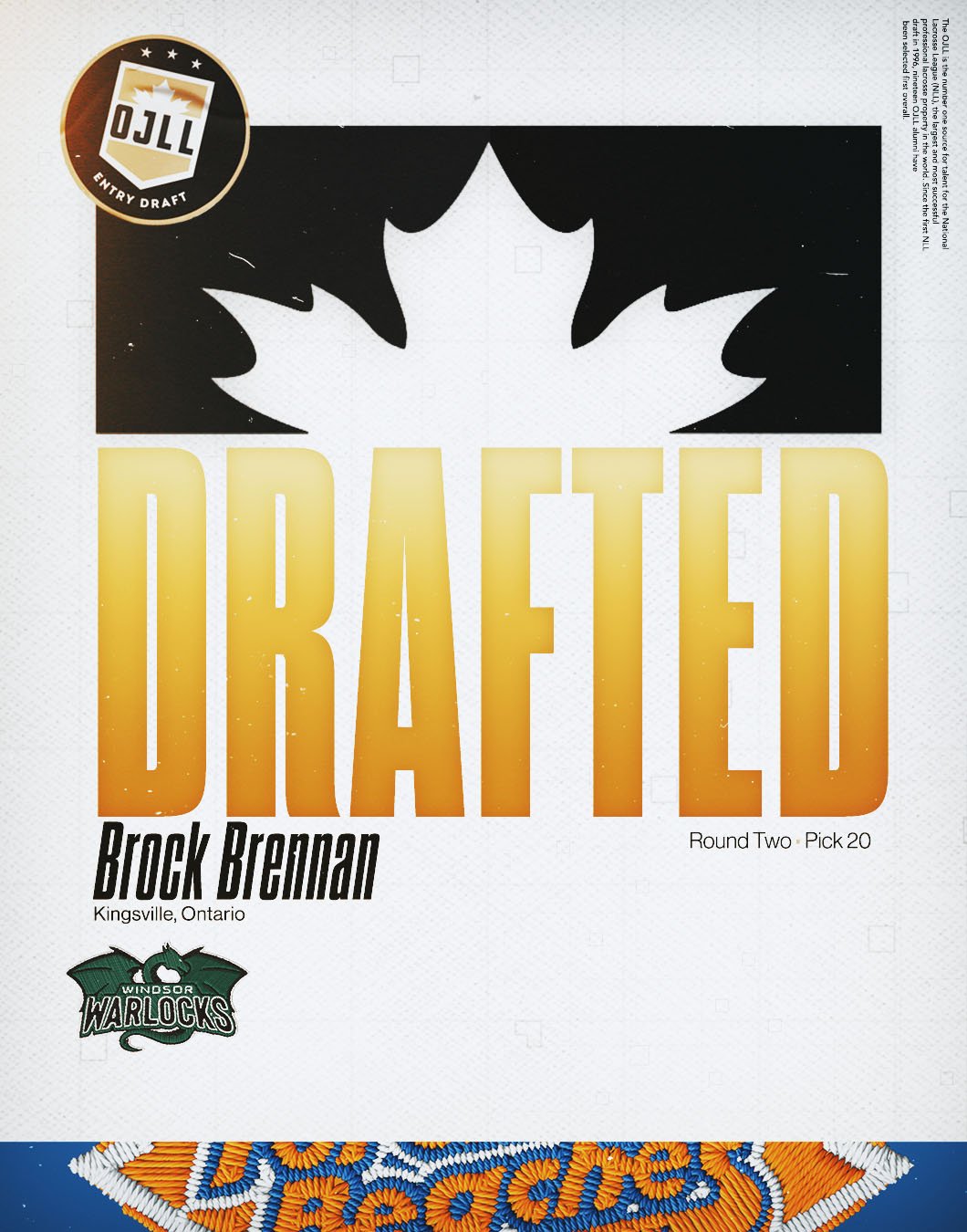 With the 20th Overall Pick in the 2026 OJLL Draft, the @beachesjra select Brock Brennan from @windsorminorlacrosse