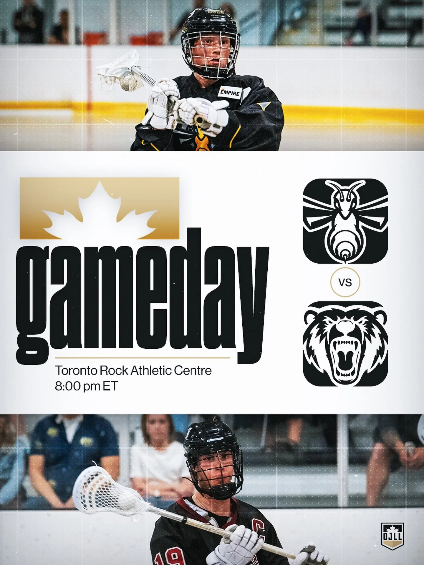 A pair of openers for the @oakvillebuzz and @kitchenerkodiaks , who meet up at the TRAC tonight 🐝🐻

📍 Toronto Rock Athletic Centre
🕗 8:00 pm ET
