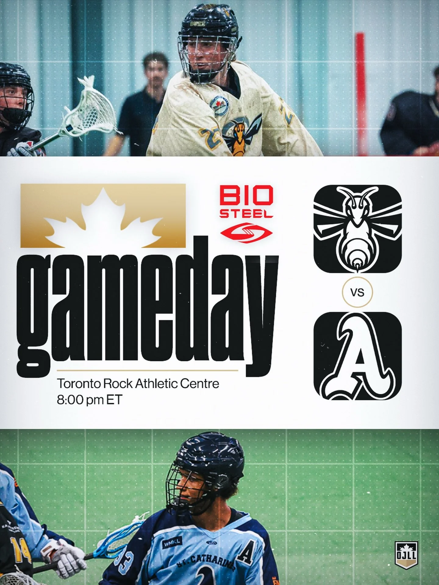 The @oakvillebuzz and @athleticsjra meet up tonight at the TRAC for a West Division showdown 🐝🔵

📍 Toronto Rock Athletic Centre
🕗 8:00 pm