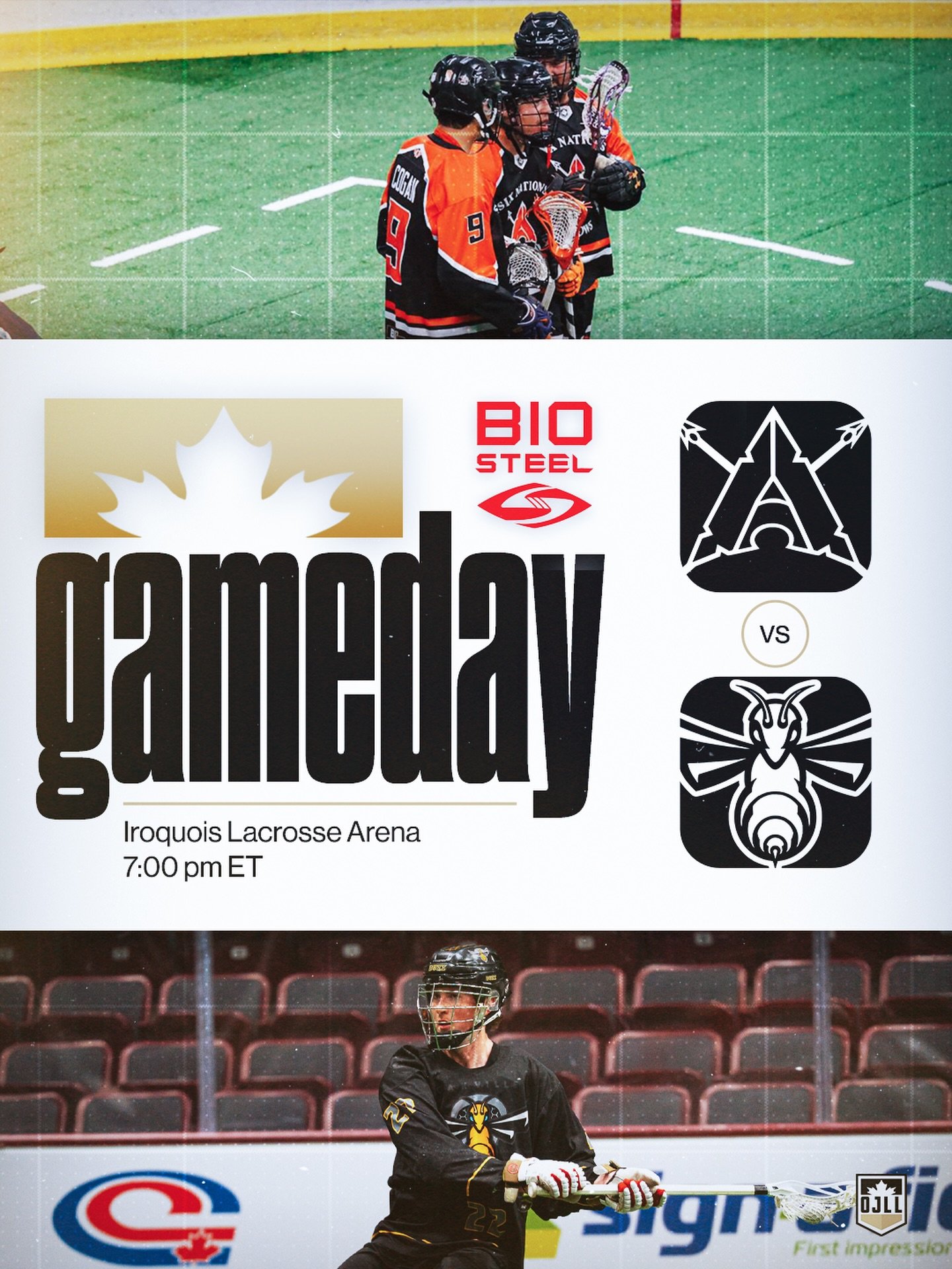 @oakvillebuzz head to ILA tonight for a meeting with @sixnationsjr.a 🐝🏹

📍 Iroquois Lacrosse Arena
🕖 7:00 pm
