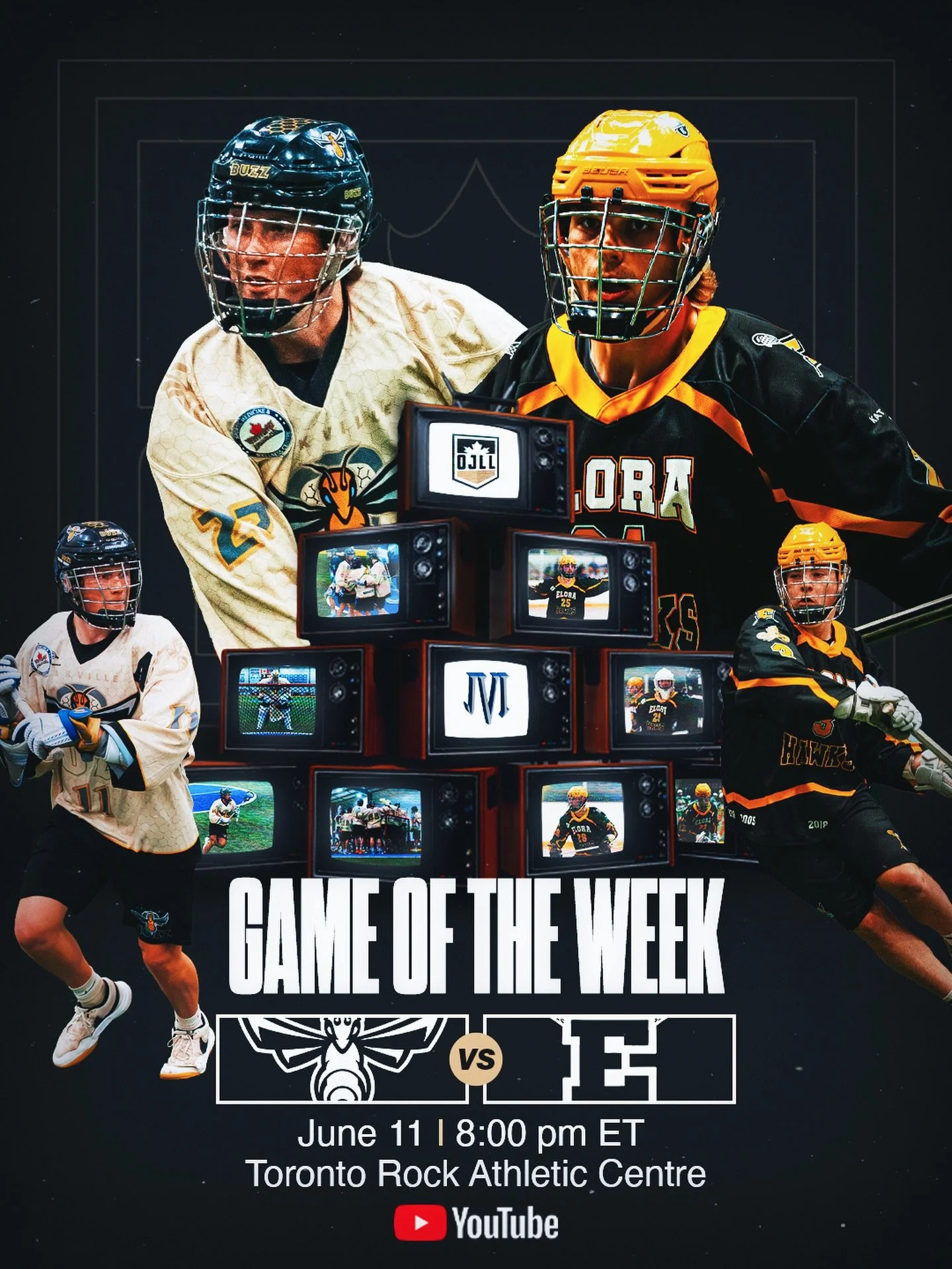 GAME OF THE WEEK 📺

@elorahawksjra heads to the TRAC for a meeting with @oakvillebuzz tonight, LIVE on the OJLL YouTube

📍 Toronto Rock Athletic Centre
🕗 8:00 pm
📺 OJLL YouTube