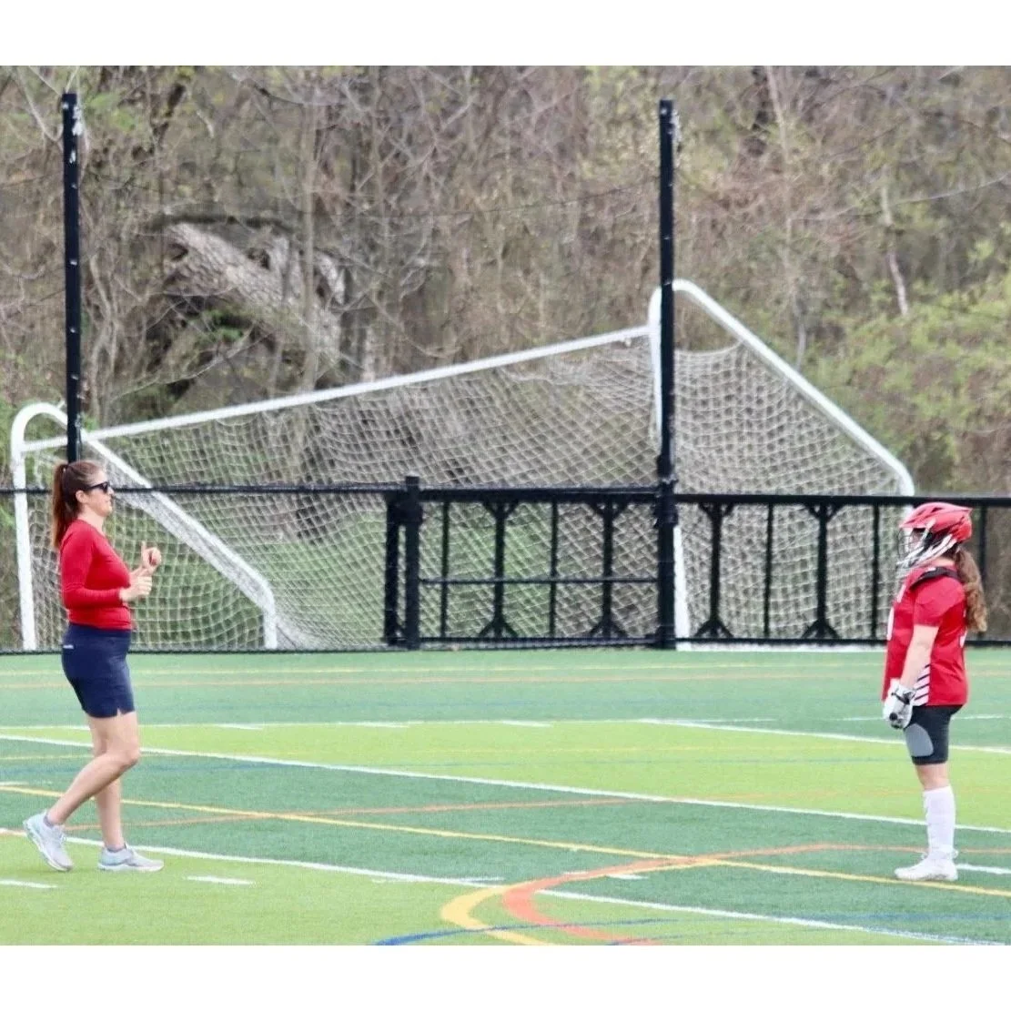 A mental performance coach working 1:1 with a lacrosse goalie