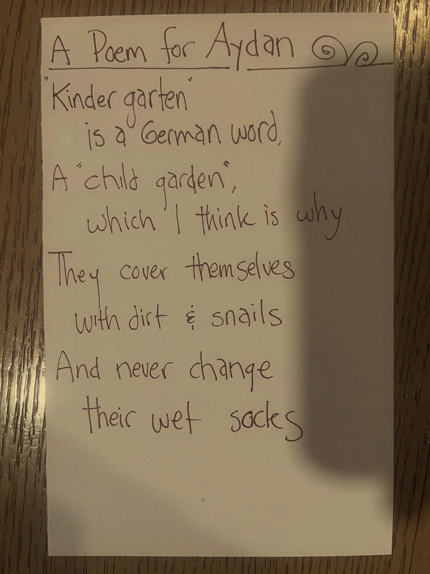 Back to help in kindergarten for Aydan.

#lunchpoems
#poetry
#kindergarten