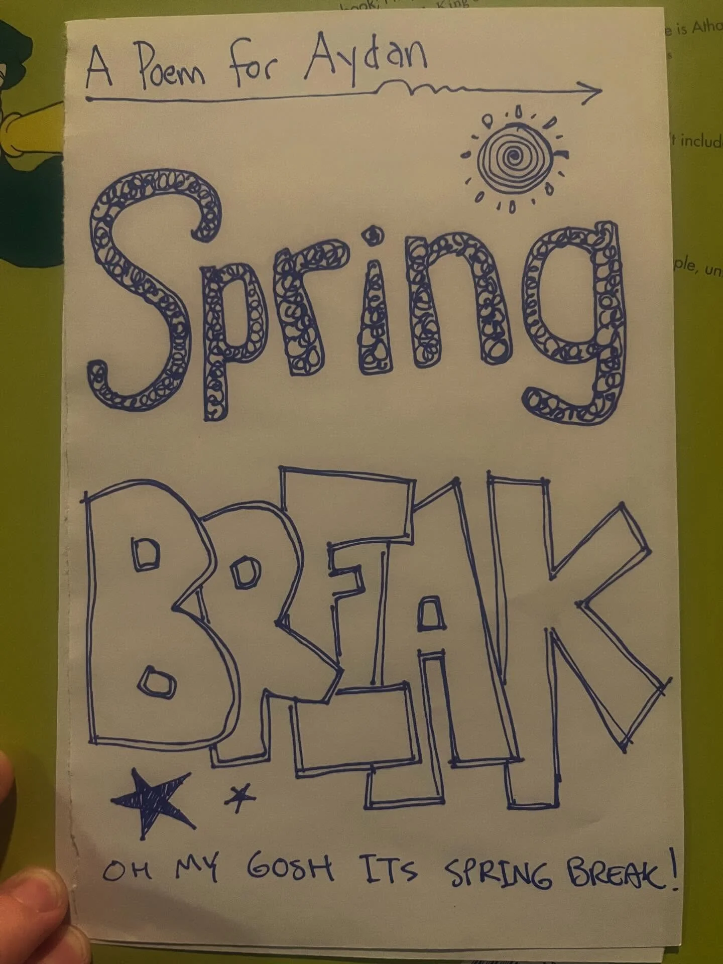 Last day of school before spring break!

#lunchpoems
#poetry
#springbreak