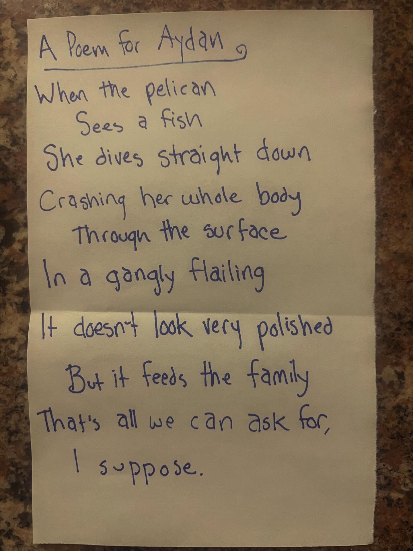 We just spent a great weekend at the beach and saw a bunch of pelicans.

#lunchpoems
#poetry
#pelicans