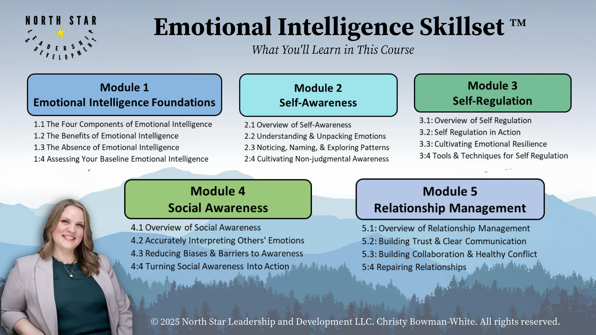 Course content: 5 Modules, 20 sessions