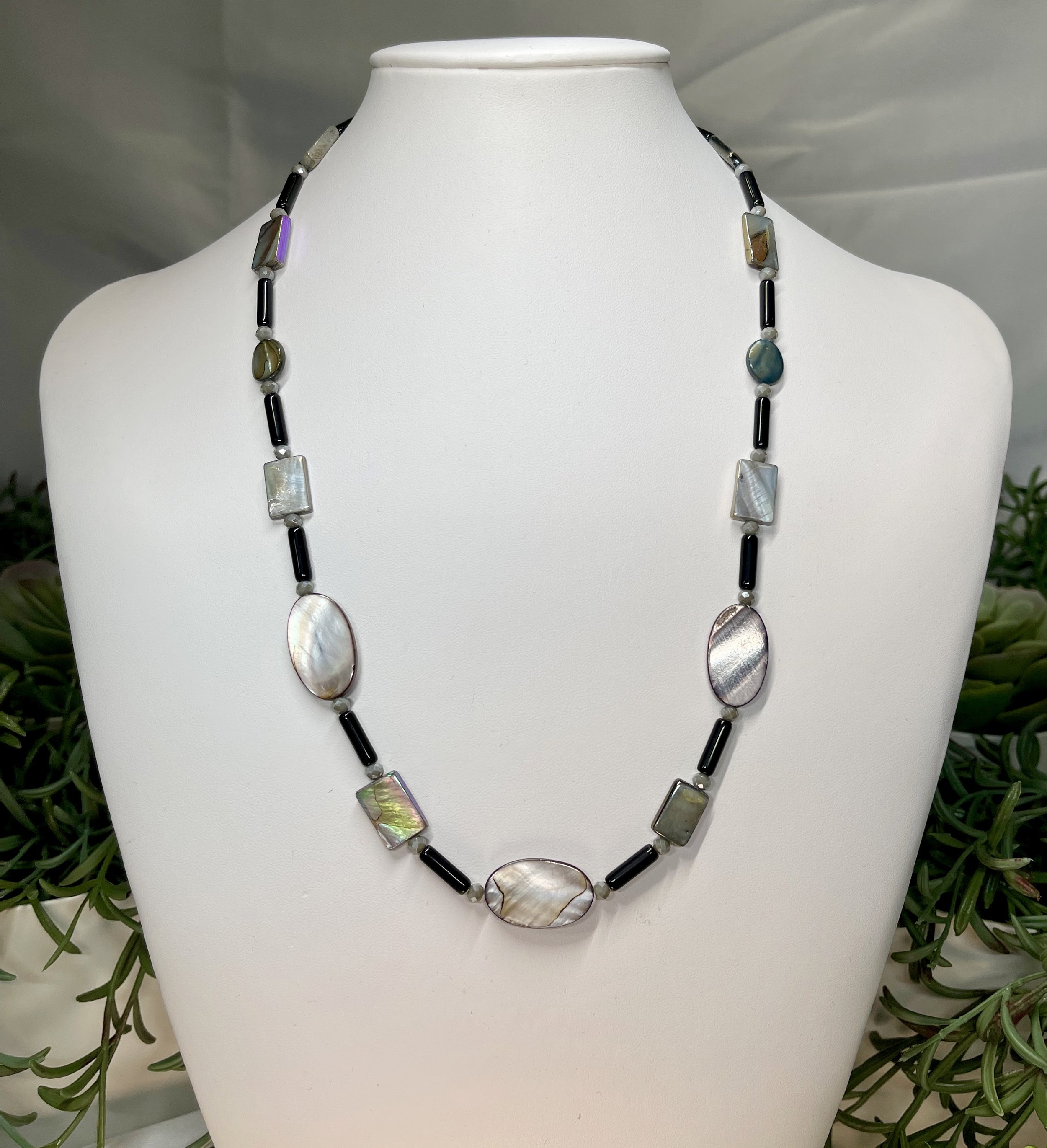 Mother of Pearl Onyx Necklace