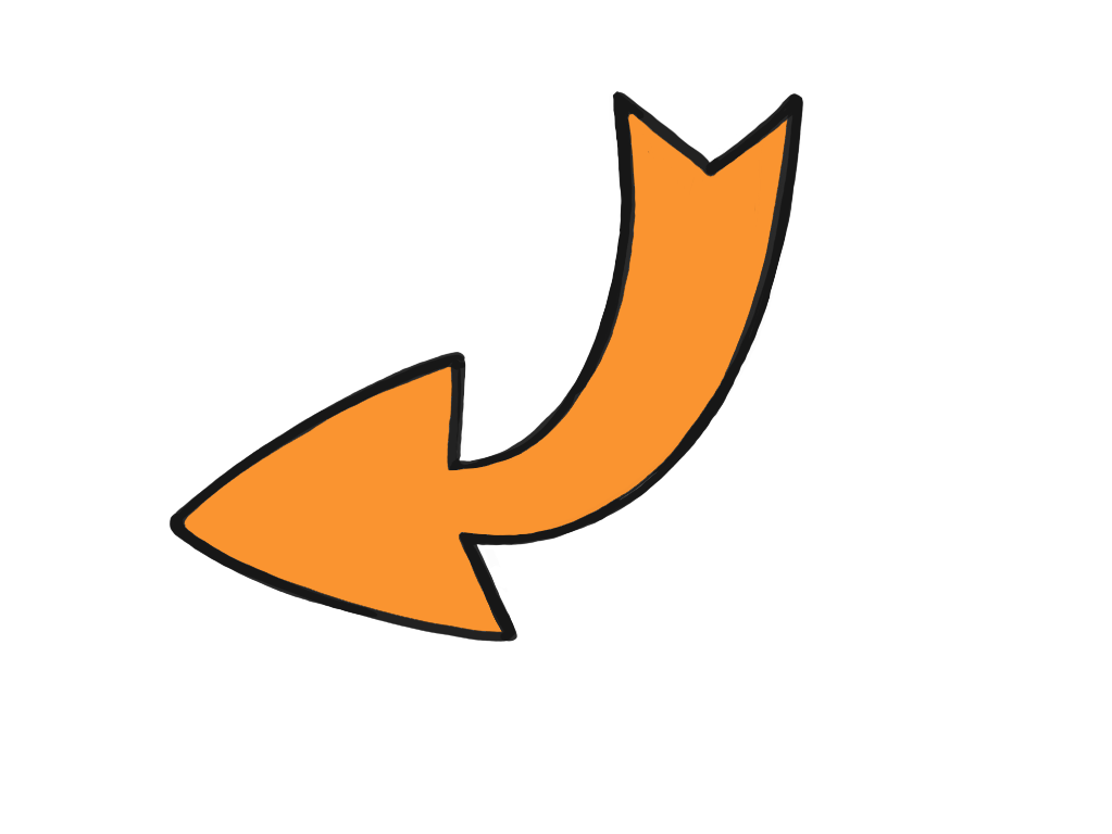 A black background with an orange curved arrow pointing to the left.