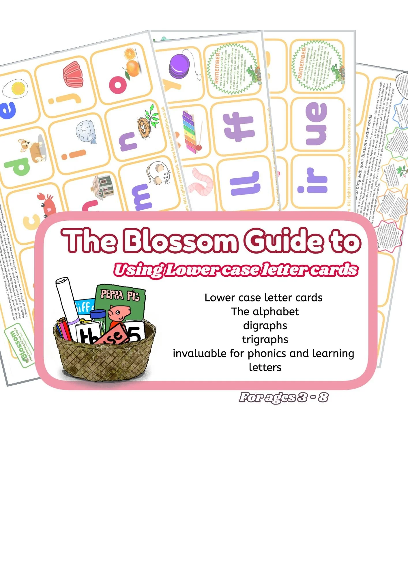 Letter and Phonics Cards (Lower Case) - A Blossom Guide