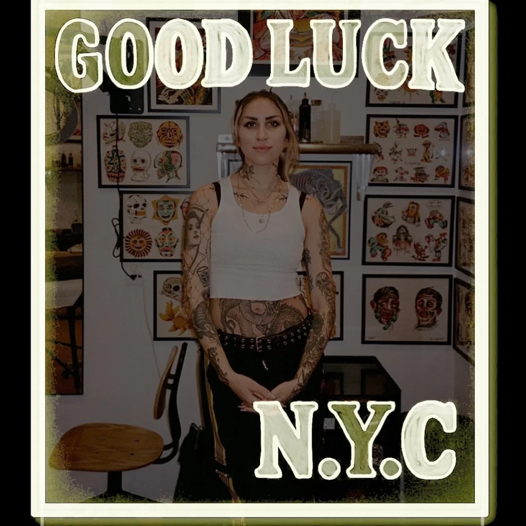 Adrianna 🪽has been tattooing since 2018 in NYC. She primarily focuses on, but is not limited to, fine line black and gray work stemmed from traditional tattoo imagery. Lucky for us she is working in Greenpoint with us here at Good Luck NYC, where sh