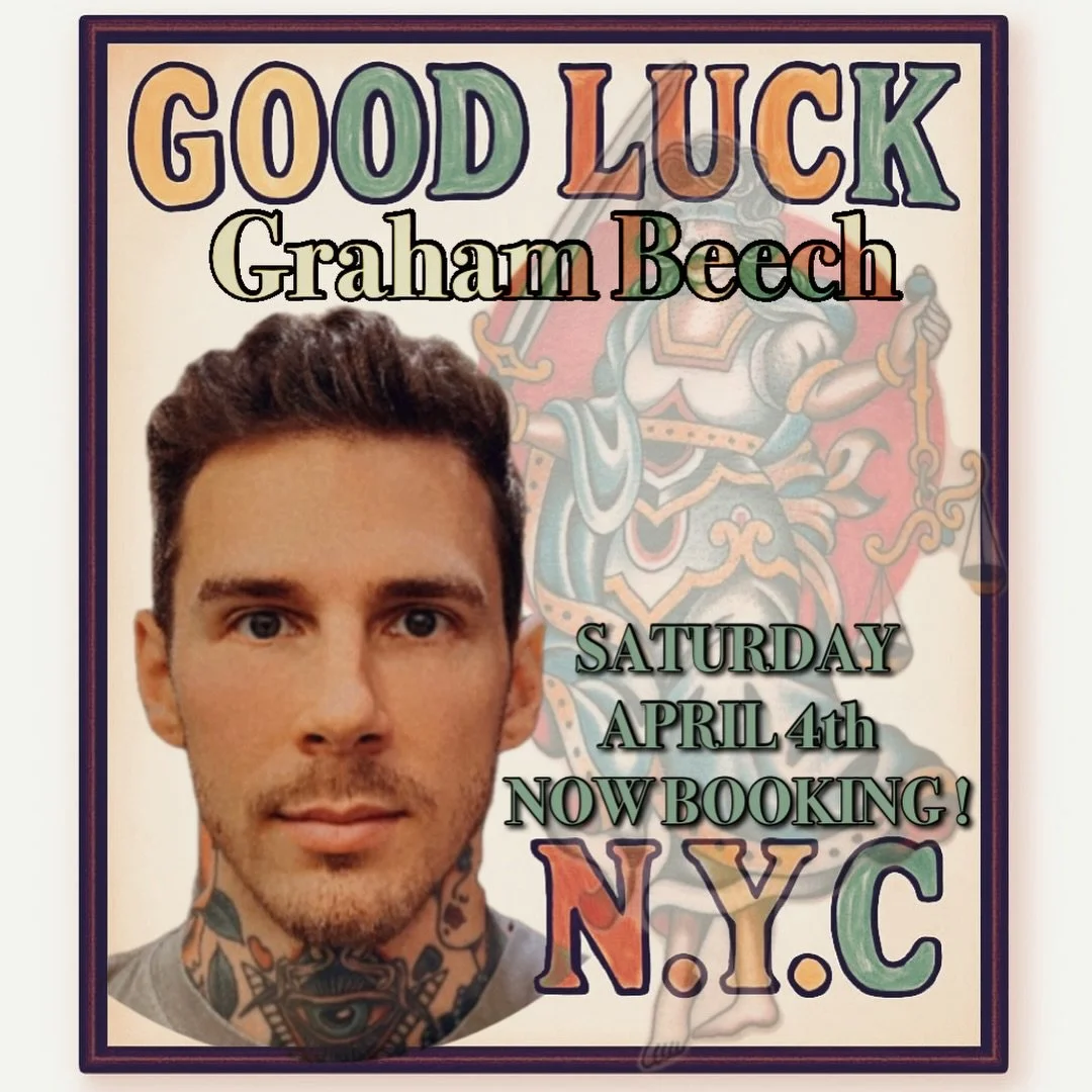 Happy to announce another returning guest!! for ONE DAY only April 4th @grahambeech of @allmyheartstudio in Charlotte NC, will be with us here at #GLNYC ! Book directly with him to get your new bright and bold tattoo!