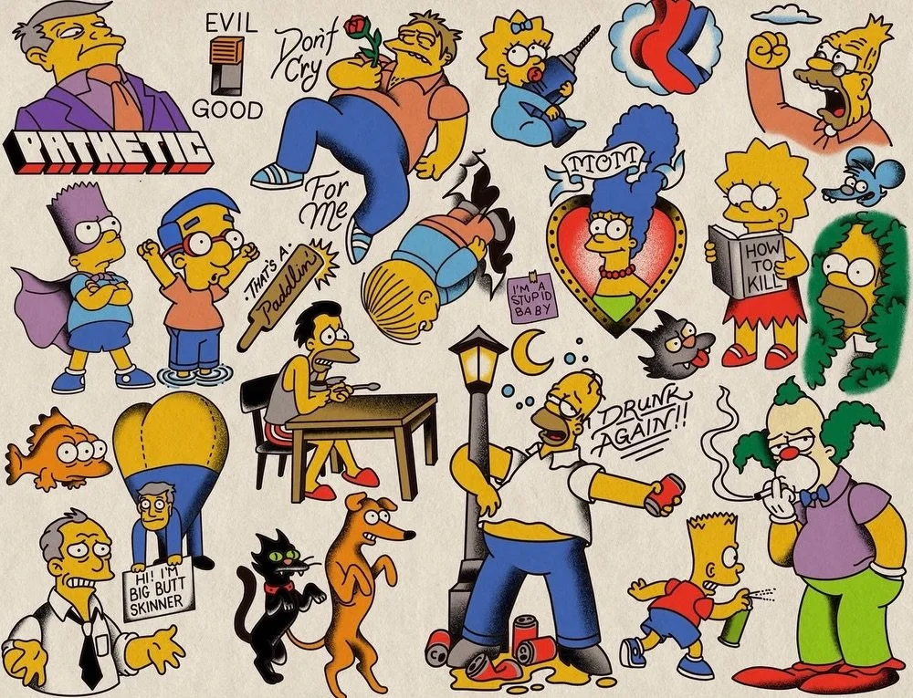 @snelgrove made a fun out of pocket flash sheet for all yall #simpsonphiles !! #simpsonstattoo #simpsons