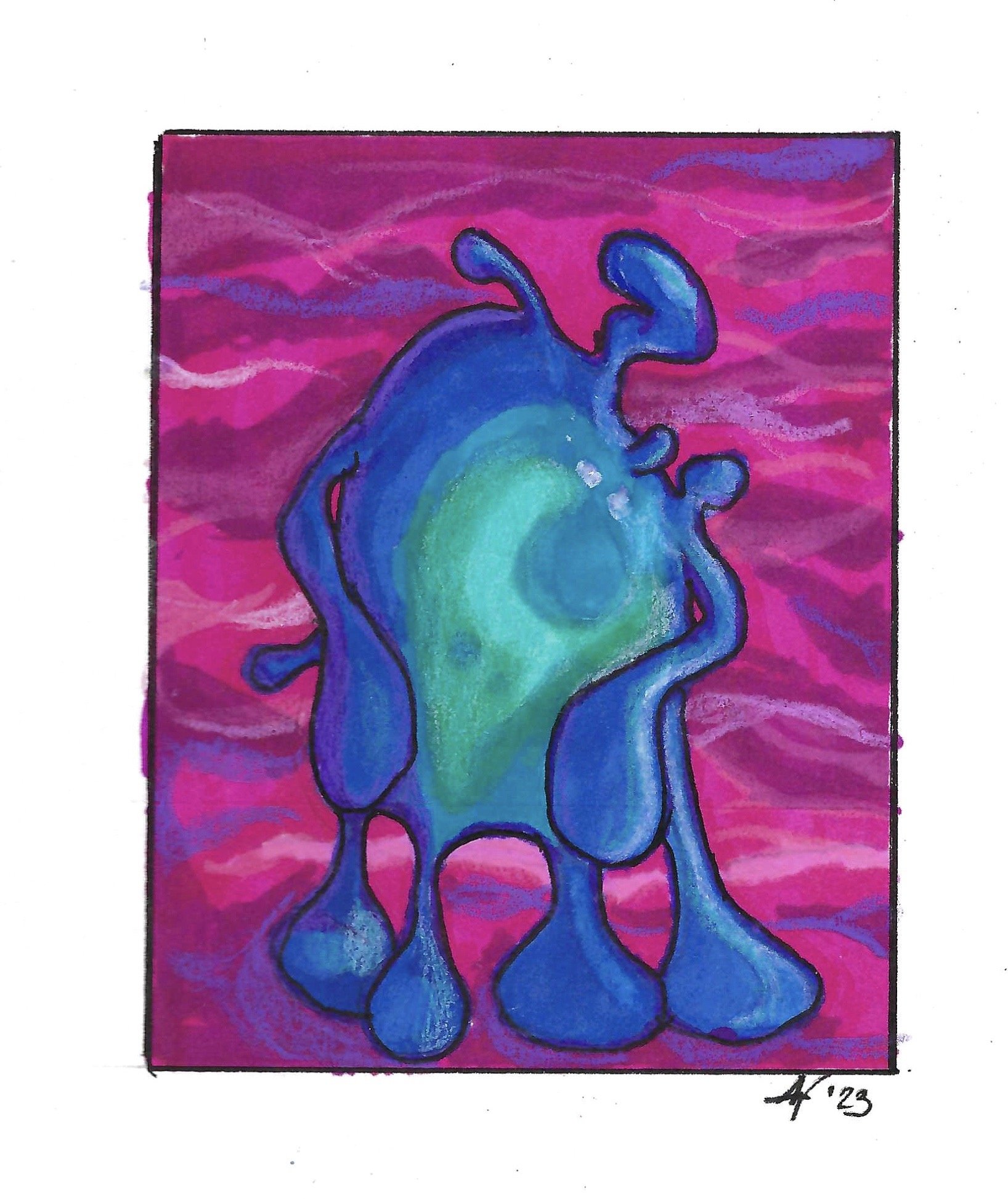 "Splat" ©AW2023 [ink, alcohol markers & colored pencils]