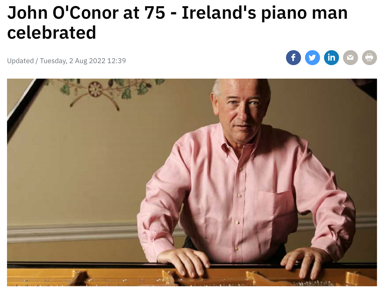 John O'Conor at 75 - Ireland's piano man celebrated