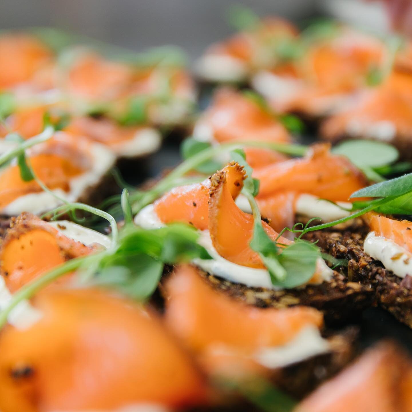 Check out our Salmon Pastrami on seeded toast with our sour cream and chives drizzled with basil oil&hellip; So close up you can almost taste it! 😮&zwj;💨🙌🏻 

Interested in us catering your event? Enquire today! 
Link in bio 🌱

🏷 
#food #foodie 