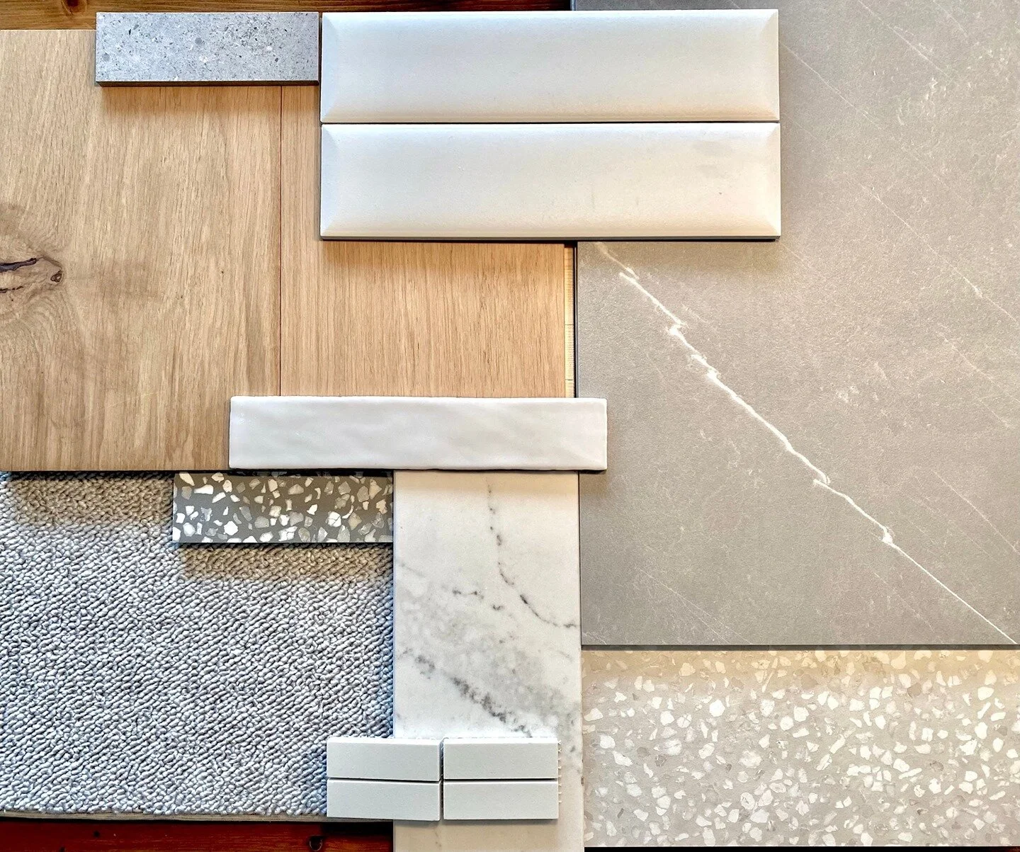 CONCEPT &amp; FINISHES⁣
One of my favourite parts of the design process is pulling together all the finish samples to get a sense of what the space will look like. This concept is for our new home, and my goal was the find finishes that created a sof