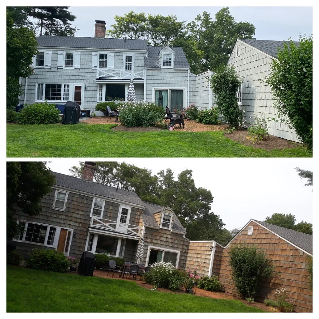 A before and after of a siding installation project in connecticut
