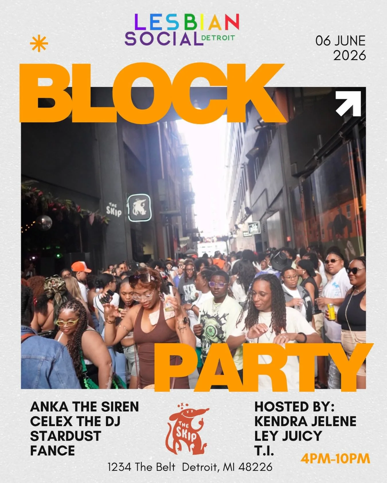 The most anticipated Pride event to hit Detroit with an all star cast 🌀Saturday, June 6th join us for @lesbiansocialdetroit Block Party!⁠