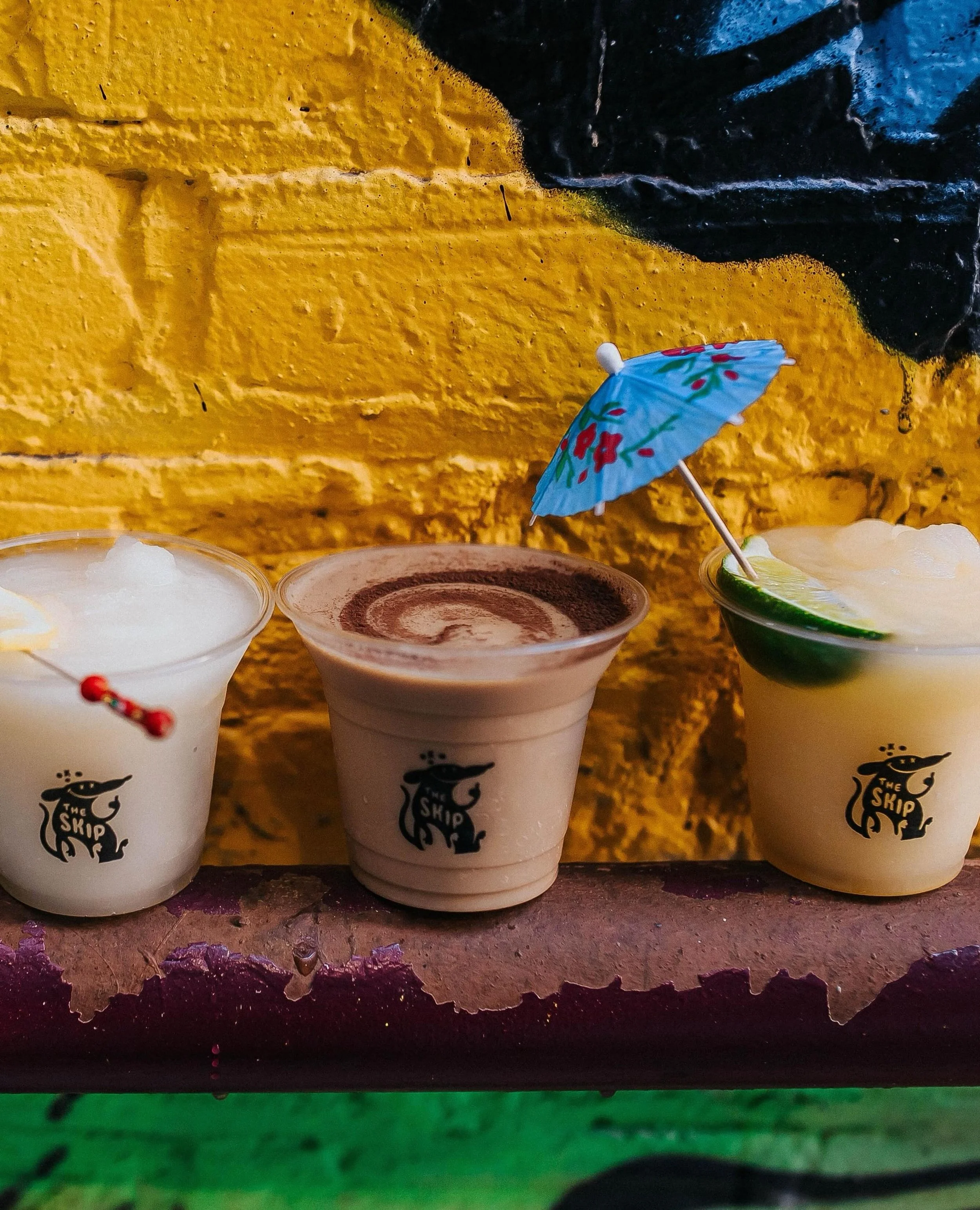 the frozen lineup : French 75, Irish Coffee, + Cucumber Margarita ✨️