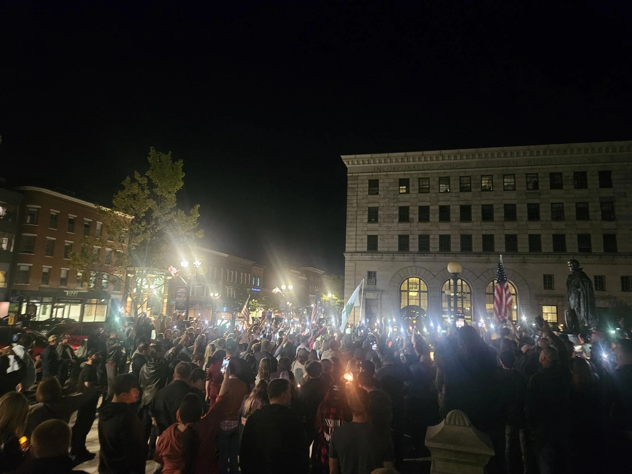 Vigil for Charlie. Hundreds gathered in Manchester for a peaceful candlelight vigil following the assassination of Charlie Kirk.