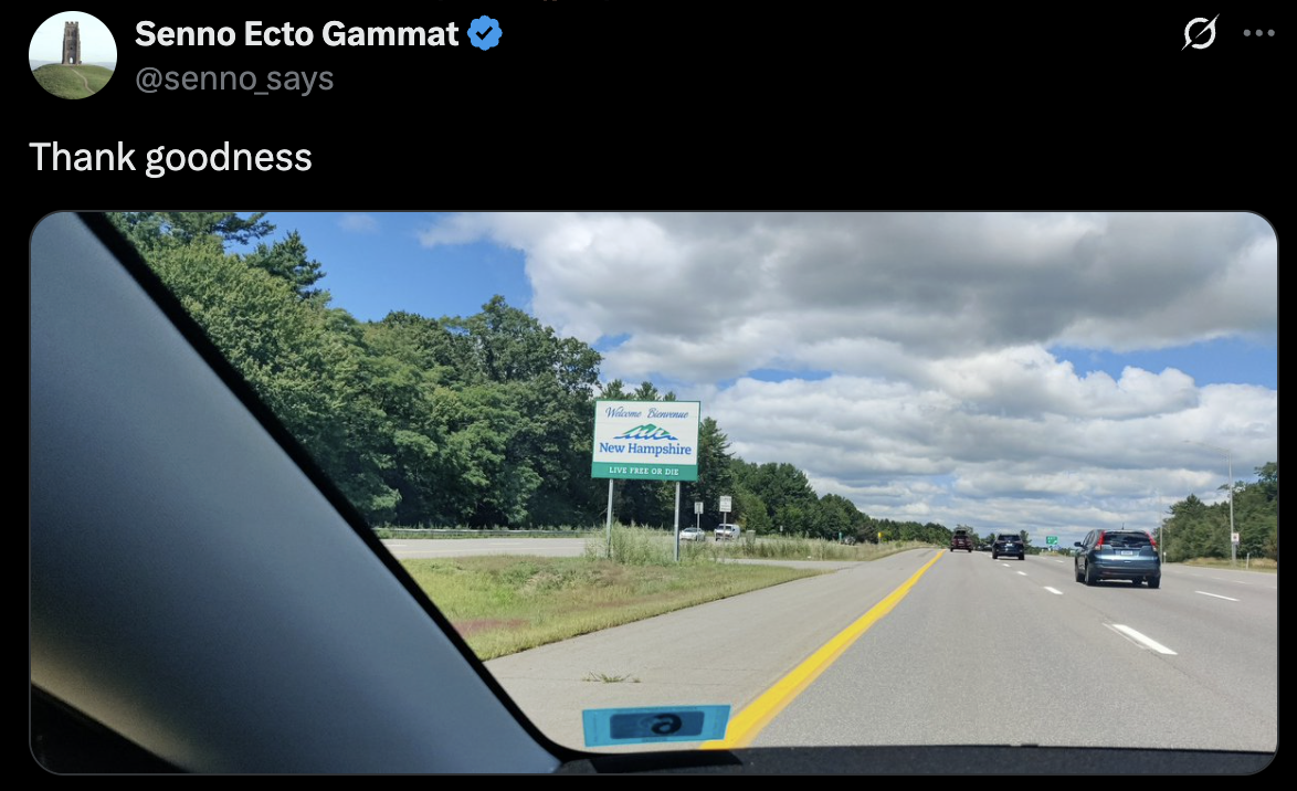 Crossing into the Free State! Whether you are driving in from Maine, Massachusetts, Vermont, or Quebec, it is normal to breathe a sigh of relief when you see that