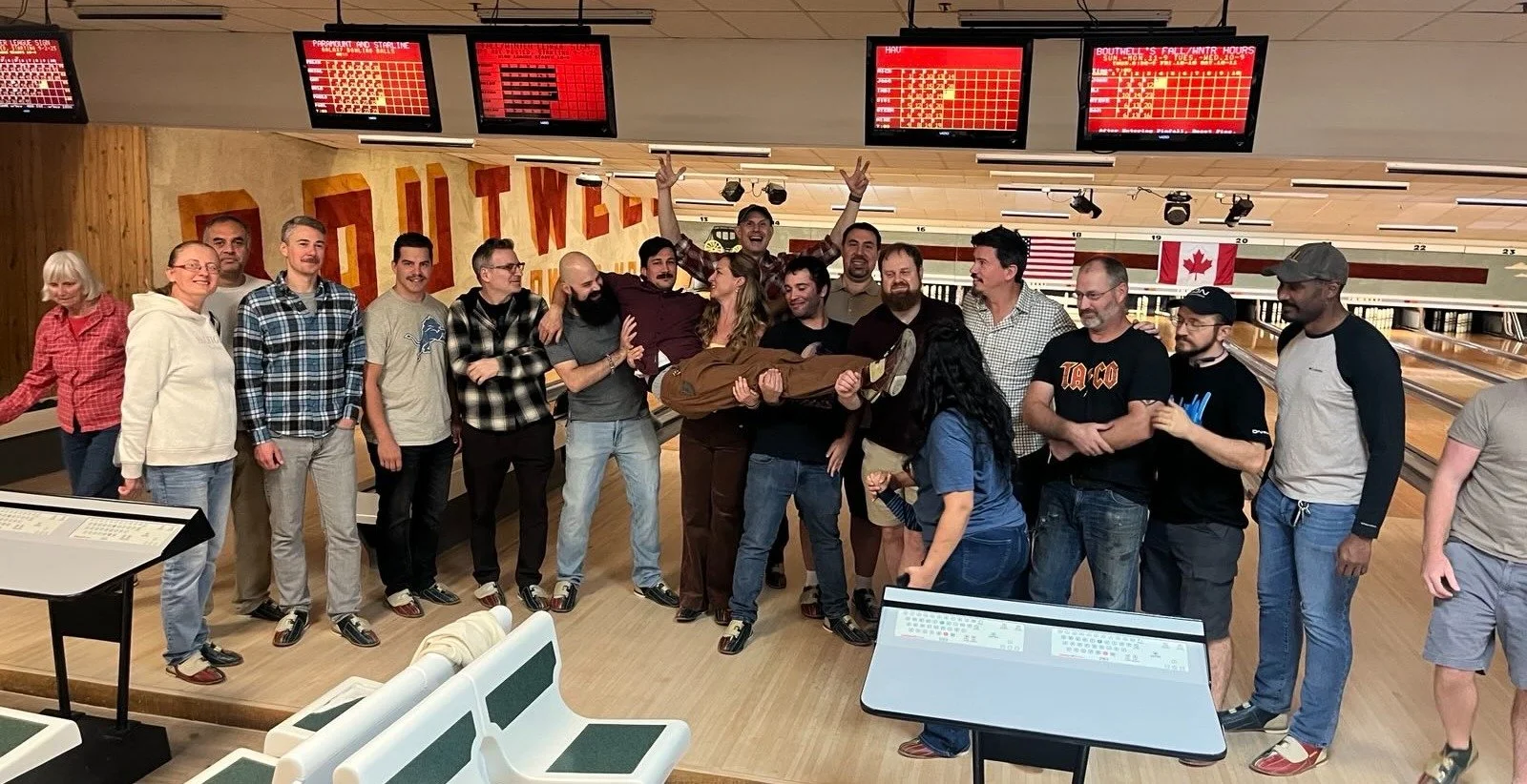 Bowling with Friends! A huge turnout at last night's Free State Concord Social. That's a strike! (The good kind.)