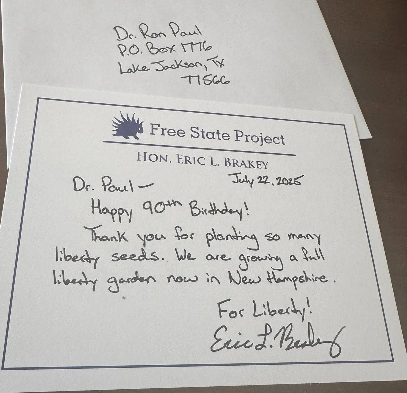 Happy Birthday from the Free State. FSP Executive Director Eric Brakey has already sent Dr. Ron Paul a birthday card. Can you join him in wishing the good doctor a