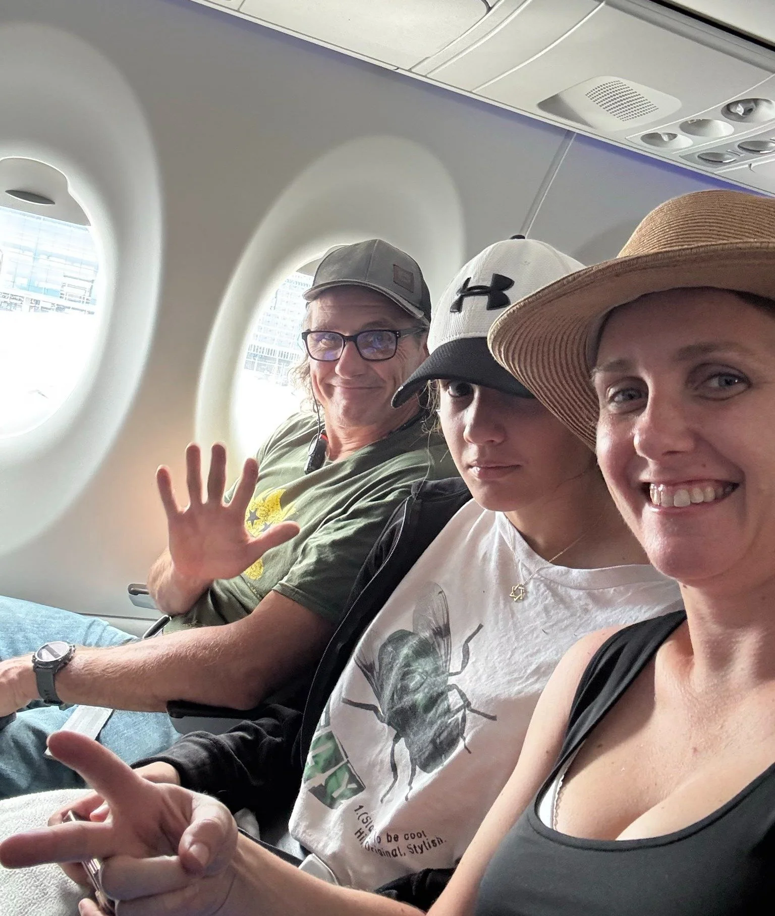 Returning Home — Tired and Happy. Free Staters fly back to New Hampshire after Ron Paul's 90th birthday in Lake Jackson, Texas.