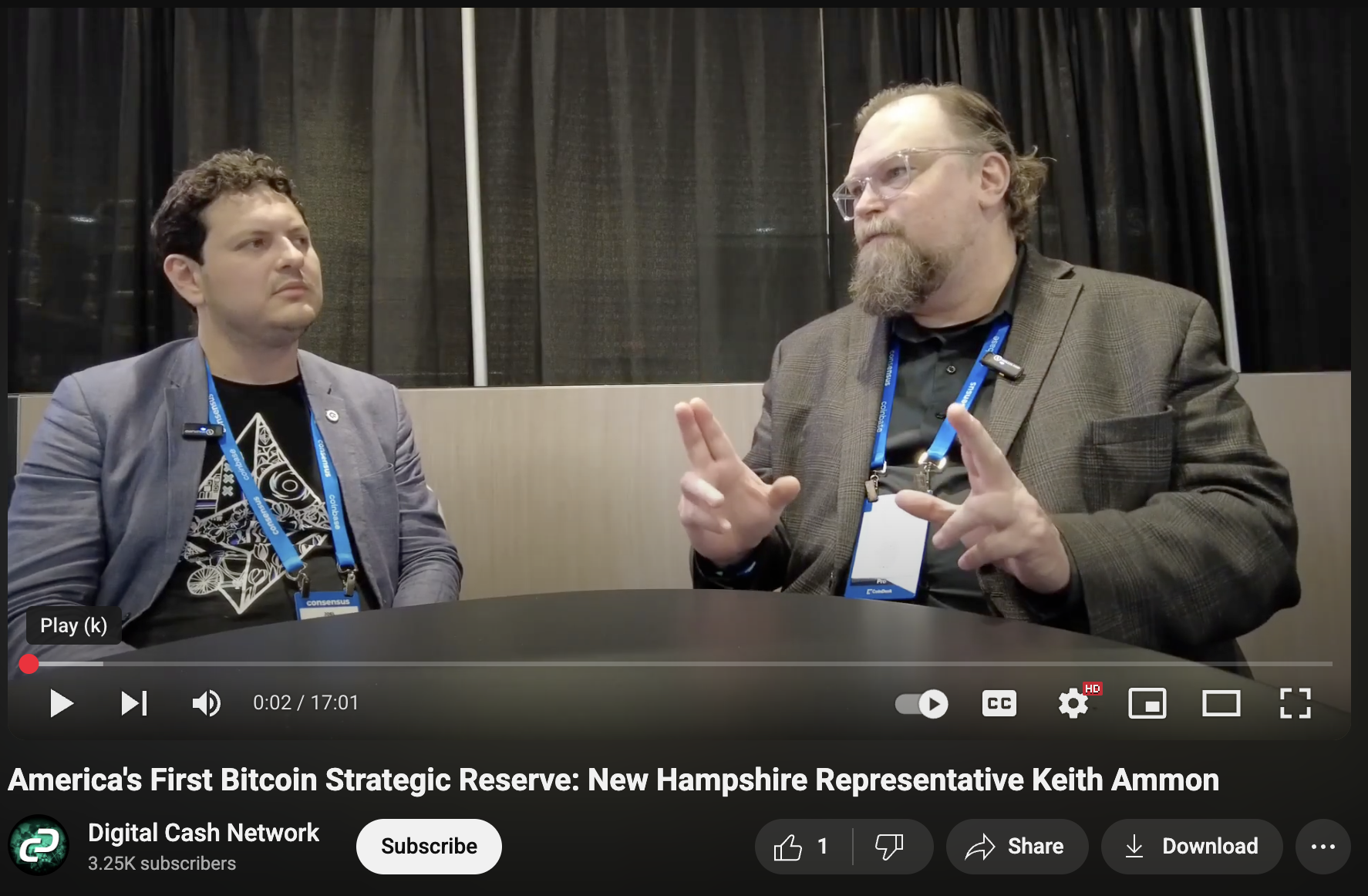 First Strategic Bitcoin Reserve. At Consensus Toronto last May, Joel Valenzuela (Free Stater) interviewed NH State Representative Keith Ammon (Free Stater) about his role in passing the first ever strategic Bitcoin reserve bill in the U.S., as well as the general strategy to make New Hampshire a crypto haven. Click here for the full interview.
