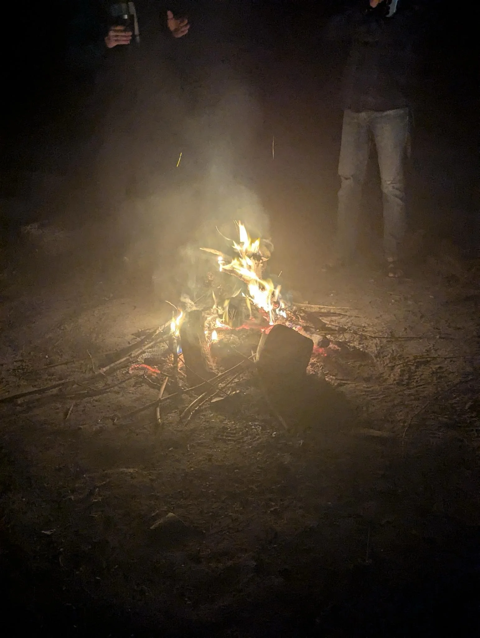 Gathering around the campfire at the Bardo Potluck October 2025!