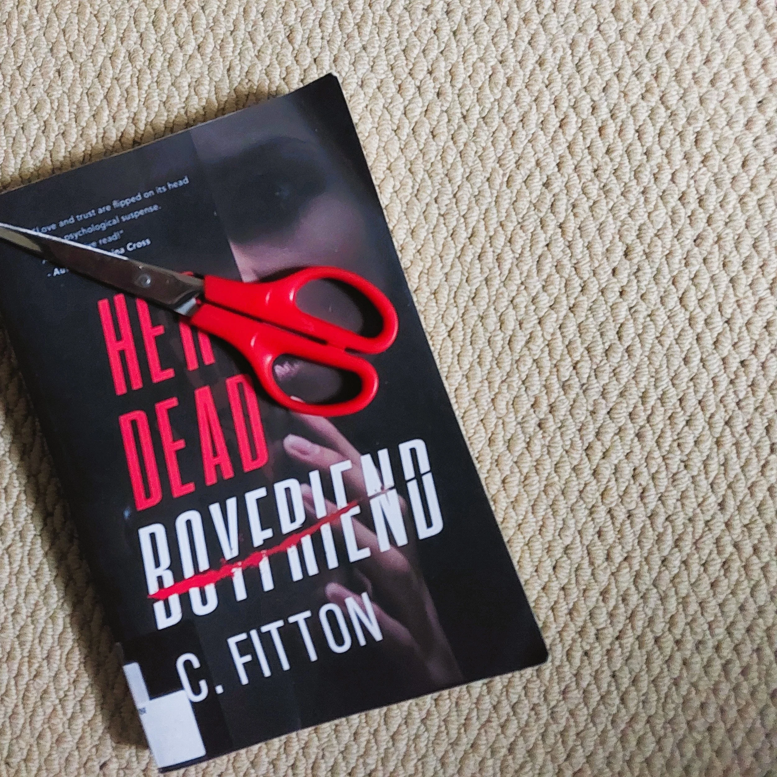 Her Dead Boyfriend by C. Fitton

"The significance of these little capsules, once humble and harmless, now held an intolerable weight. They indicated a temporary pardon, a brief suspension from the constant currents of life. And as I stood there