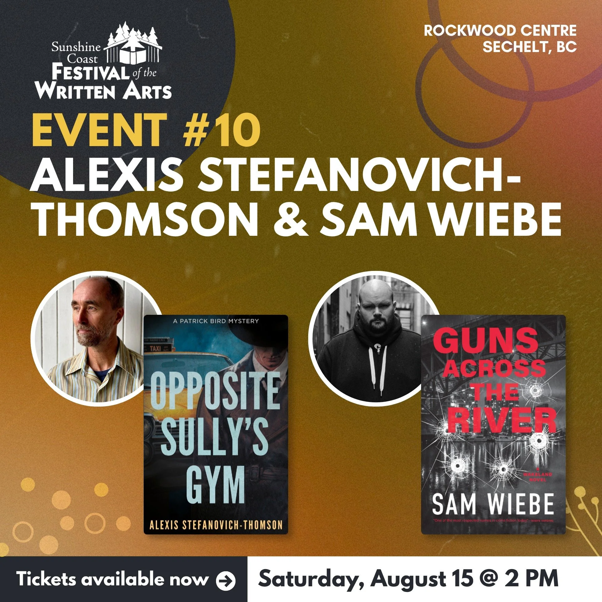 I'll be at the Sunshine Coast Festival of Written Arts in August. 

So happy to be appearing at the festival and excited to talk crime writing with Sam Wiebe.