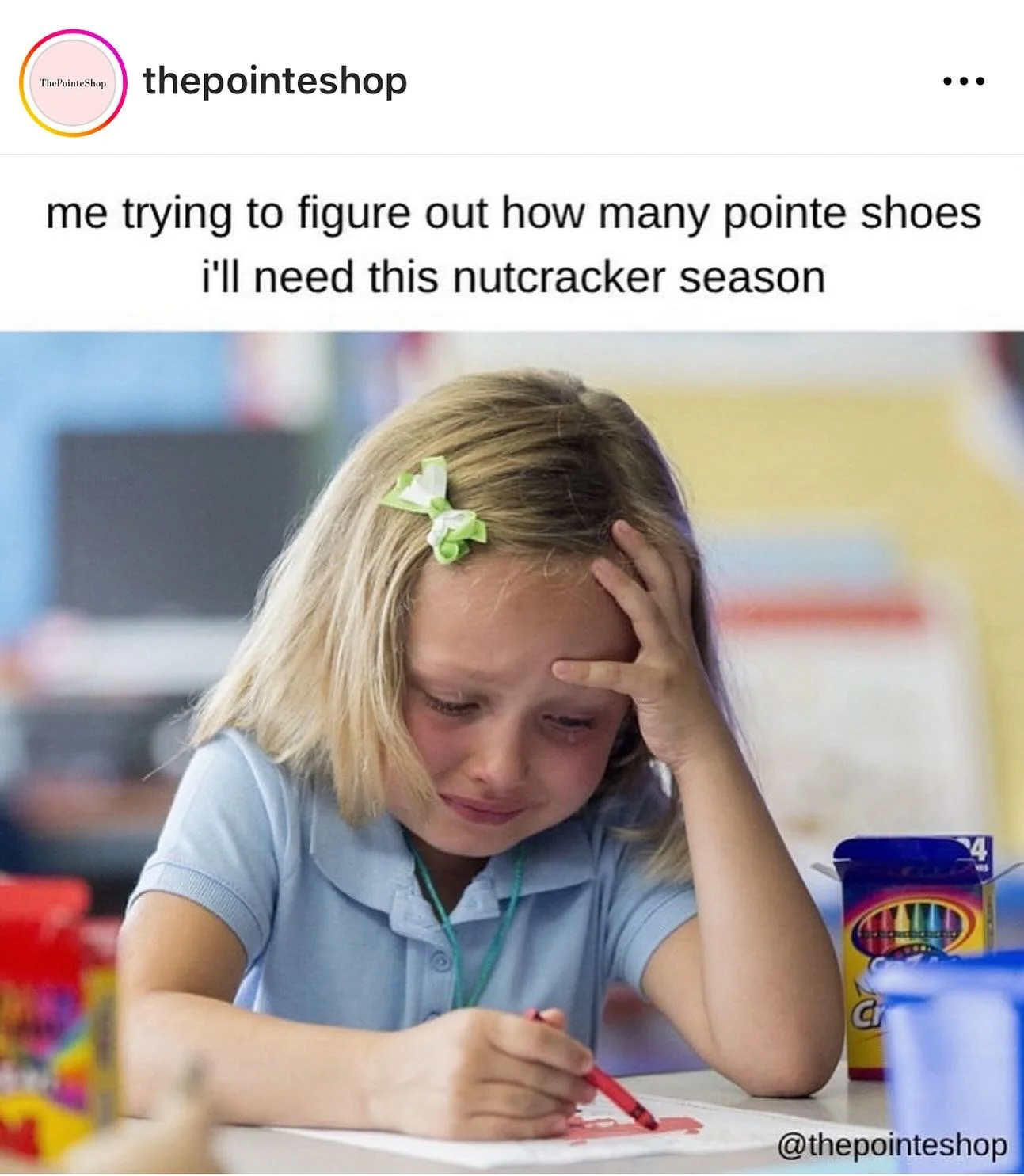I about did a spit-take when I saw this post from our friends at @thepointeshop Because, yah, the struggle is real. 😵‍💫💕