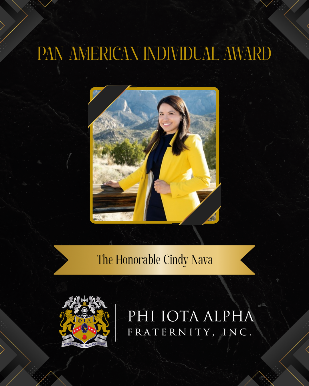 Senator Cindy Nava earned the Pan-American Individual Award for her unwavering commitment to service, leadership, and the advancement of Latino communities. A first-generation college graduate and former DACA recipient, she has dedicated her career t