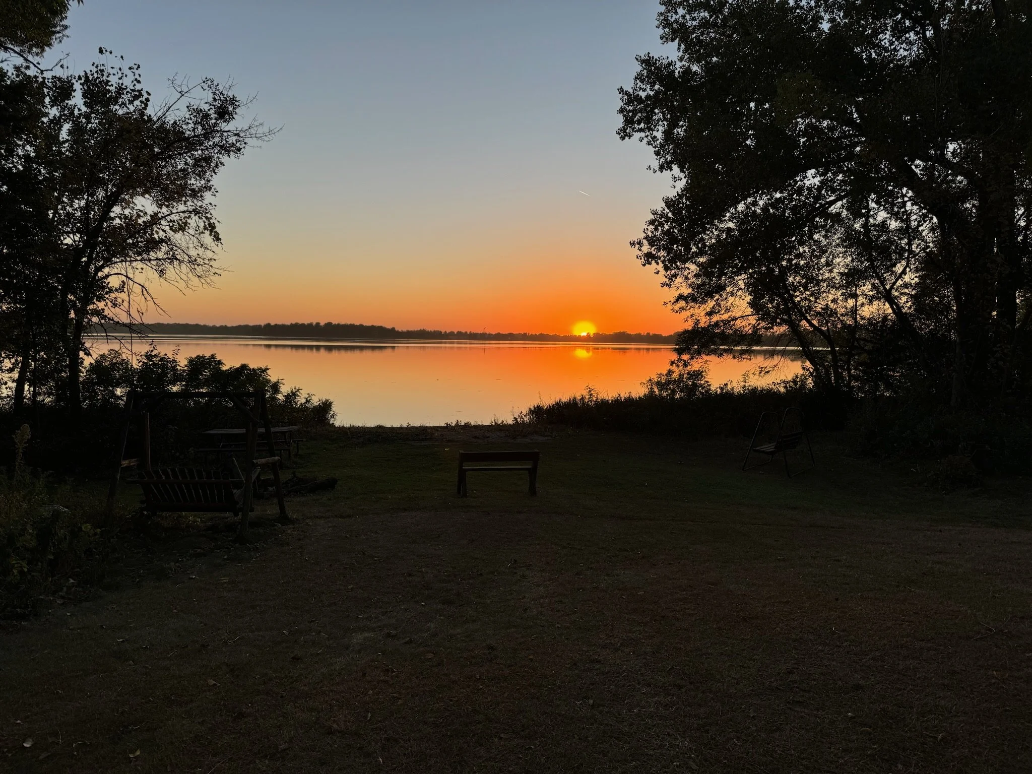 Sunset over the water