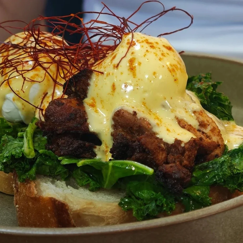 We love seeing great photos by our customers... 🤩

CHICKEN RENDANG BENEDICT ~ chicken rendang, poached eggs, hollandaise, kale, red chilli, on sourdough (nf, gfo) or hash brown

FISH TACOS ~ battered flathead, charred corn, coriander, avocado, red c