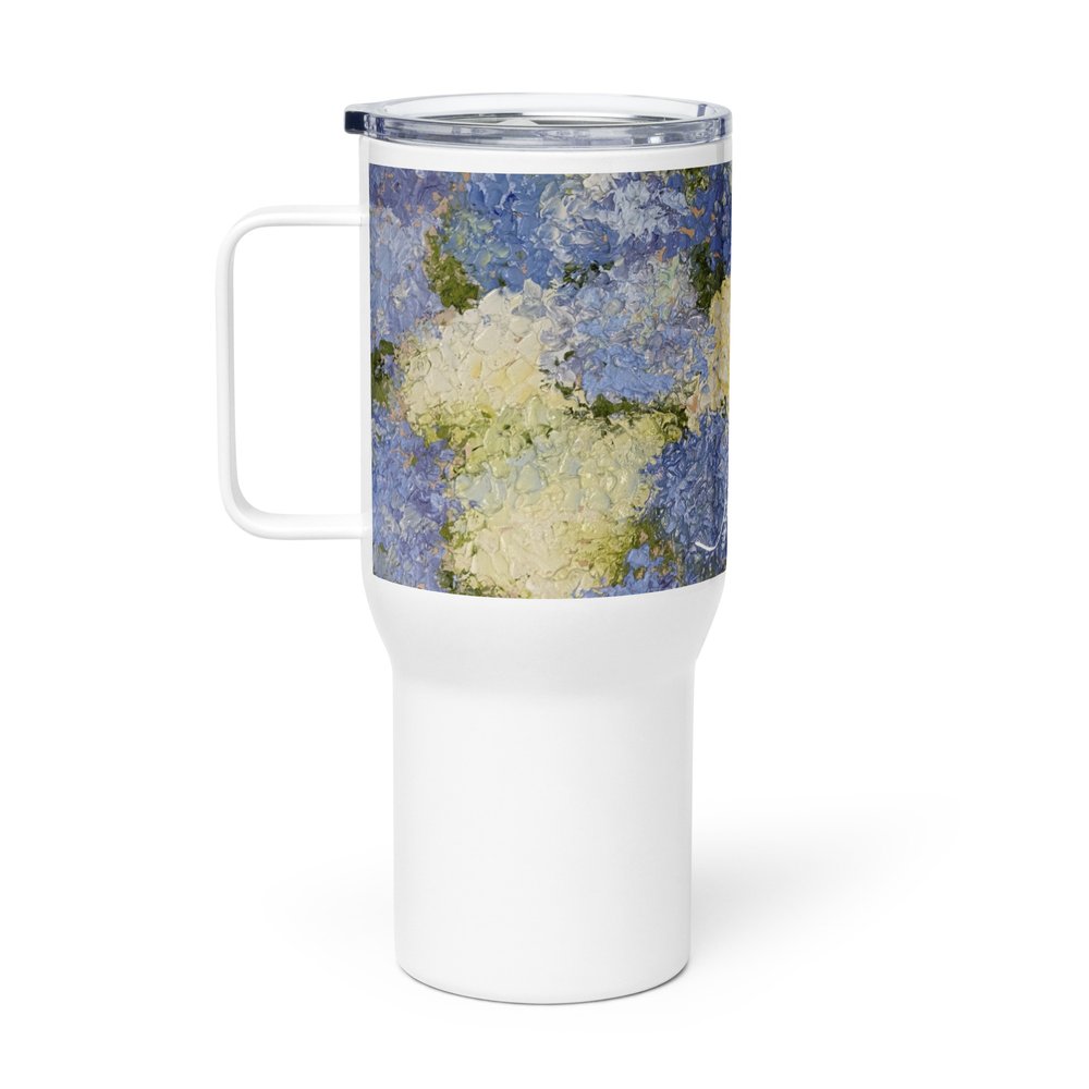 25 oz Travel mug with a handle