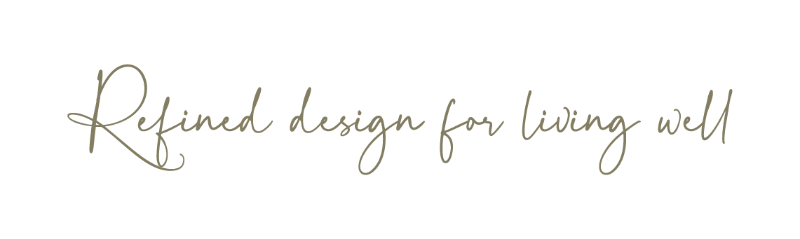 The Kate Kerin tagline that reads "Refined design for living well" in cursive font.