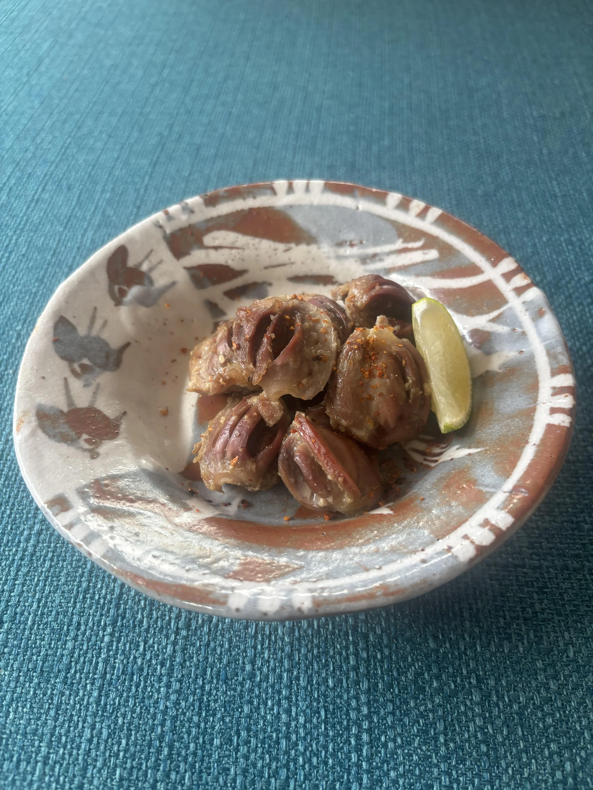 Grilled Chicken Gizzards with Shio Koji- Japanese Home Cooking and Sweets Class in Tokyo
