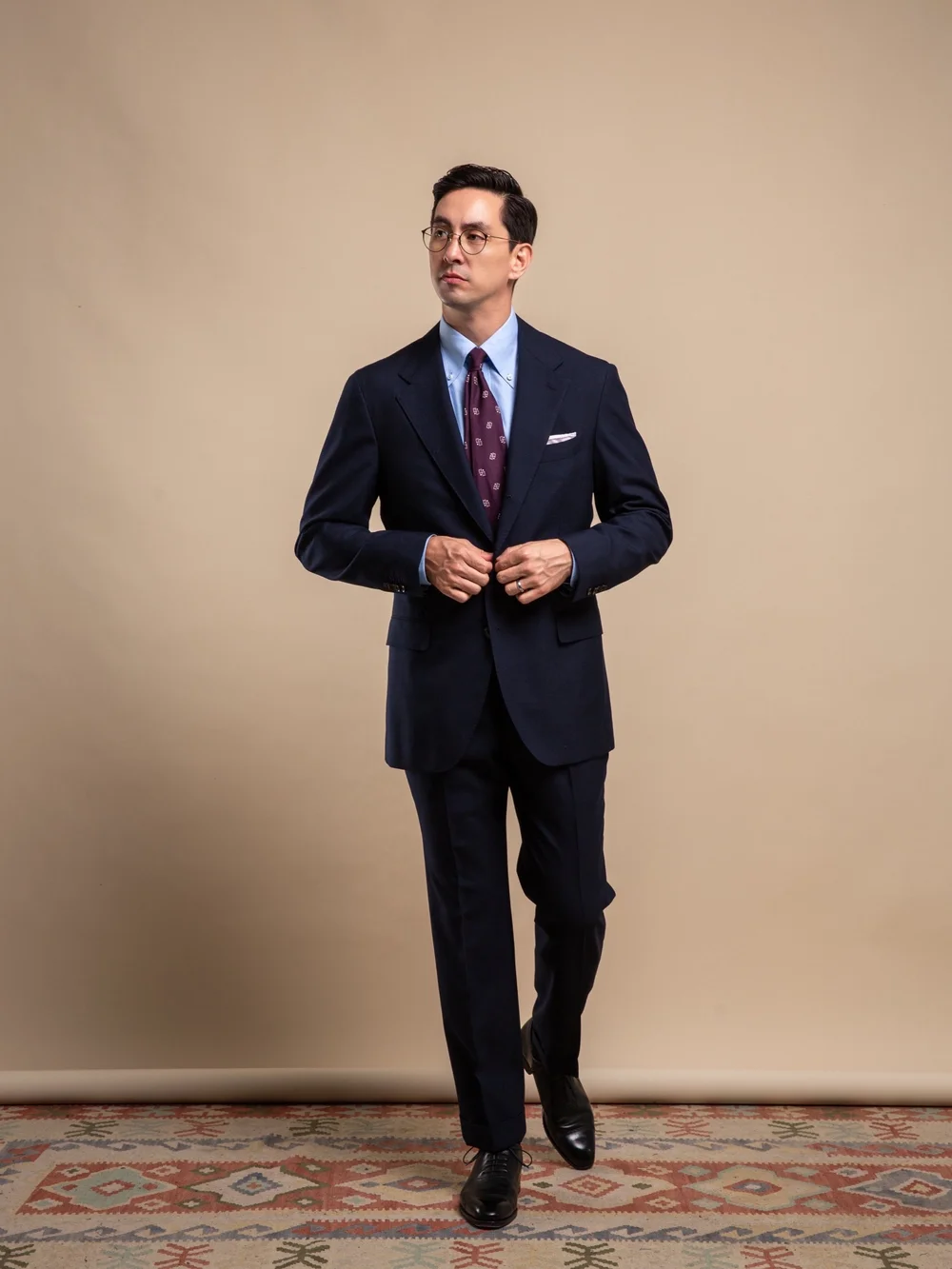 Alfred Brown Navy Four Season Suit — Principle M